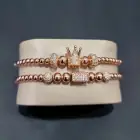 Set 2 bratari Sparkle din otel inoxidabil si zirconiu, Unisex, rosegold
