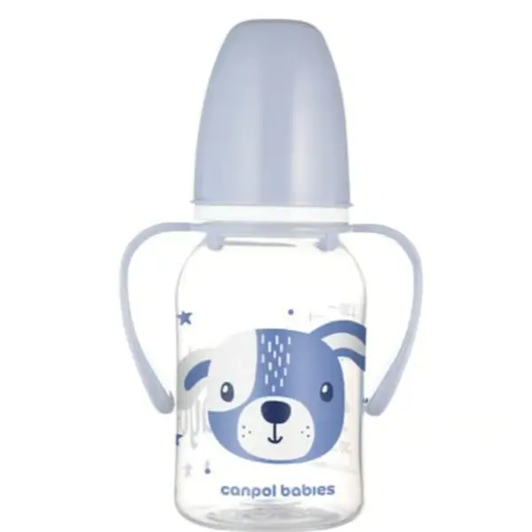 Canpol Babies Cute Animals Biberon cu gat ingust cu manere, 120 ml