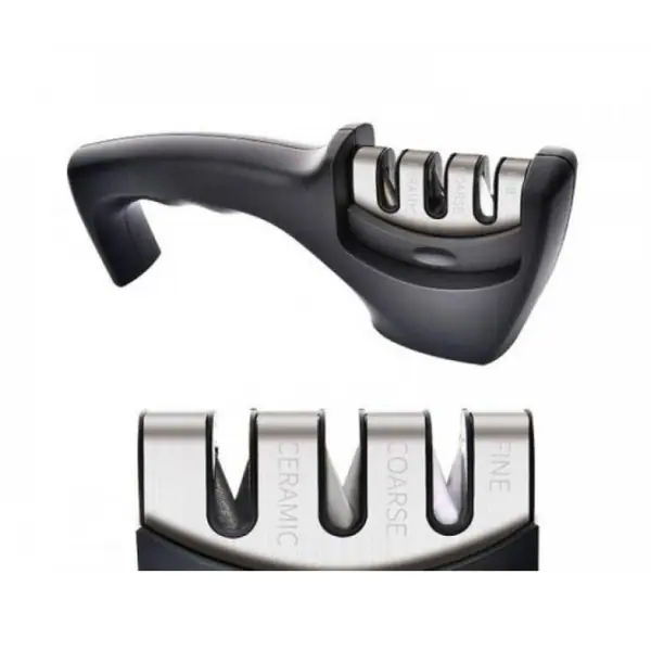 Ascuțitor de cuțite Bohmann BH 02-703, 3 sisteme de ascuțire, oțel tungsten, ceramică, negru