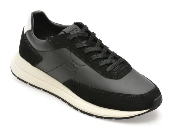 Pantofi sport BOSS negri, 7837, din piele naturala